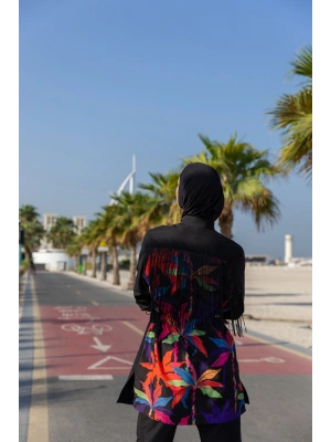 Arkası Püskül Süslemeli Tesettür Mayo