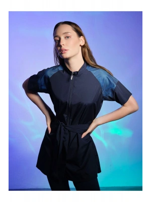 Reglan File Detaylı Yarım Kol Yarı Kapalı Mayo