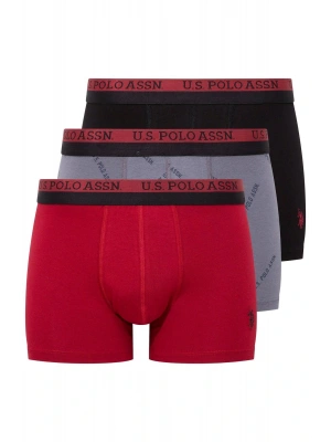 U.S. Polo Assn. 80522 Erkek Baskılı-Bordo-Siyah Modal 3 Lü Boxer