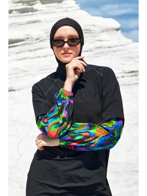 Spor Likra Tam Kapalı Tesettür Mayo Elıse 1227 Siyah