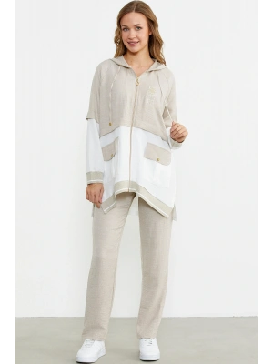 Blok Renk Geçişli Tunik Takım - Taş
