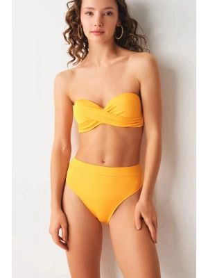 Tek Parça Üst - Düğüm Detaylı Double Dolgulu Straplez Bikini Üstü