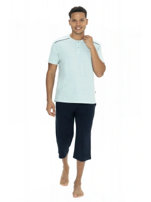 U.s Polo Assn. 18887 Erkek Kısa Kollu Bisiklet Yaka Kapri Pijama Takımı-Mint