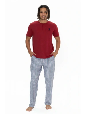 U.s Polo Assn. 18915 Erkek Kısa Kollu Yakası Düğmeli Pijama Takımı-Bordo