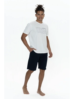 U.s Polo Assn. 18903 Erkek Kısa Kollu Bisiklet Yaka 3lü Pijama Takımı-Ekru