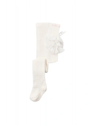 Biorganic Jakarlı Dantelli Külotlu Çorap 68440 Ekru