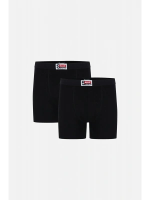 2li Boxer Arsenal Düz Uzun Boy Pamuklu Likralı Erkek Boxer