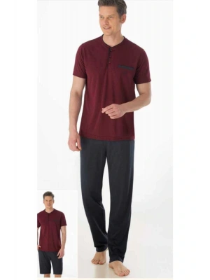 Bordo Patlı Pijama Takım 3lü Ese920