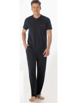 Ese920 O Patlı 3lü Pijama Tk. Pamuk Lacivert Xl