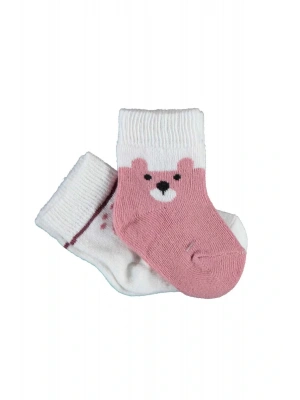 Happy Bear 2li Çorap Gül Kurusu