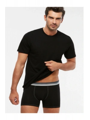 Erkek Siyah Eduardo 2li T-shirt Atlet