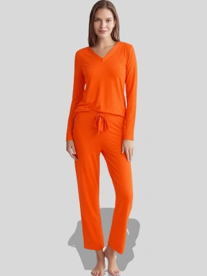 A318 YUMUŞAK DOKU TURUNCU KADIN PİJAMA TAKIMI