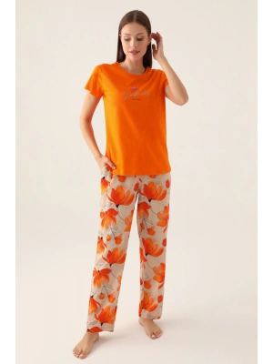 Sirplicity Turuncu Kadın Kısa Kol Pijama Takımı