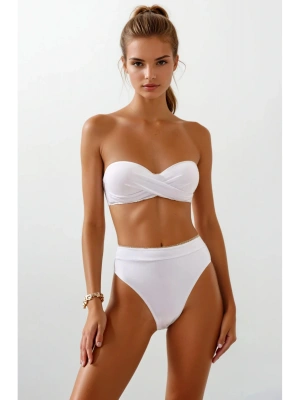 Yeni Solara Design Beyaz | Straplez Yüksek Bel Bikini – 2025 Sezon Plaj Giyim