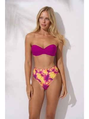 Yüksek Bel Straplez Bikini Takımı – Lotus Ebruli Wave | Dolgulu, Toparlayıcı, Plaj Şıklığı