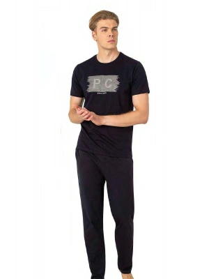 6084 Erkek Kısa Kollu Bisiklet Yaka Pijama Takım