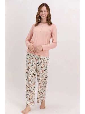 Çiçekli Mocha Kadın Pijama Takımı