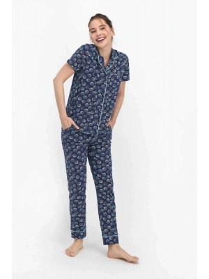 Kadın Sea Shell Indigo Gömlek Pijama Takımı Pc7692-koyuindigo-l