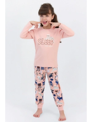 Sleep Mocha Kız Çocuk Mevsimlik Uzun Kol Pijama Takımı