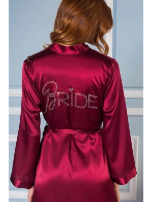 Saten Brıde Kadın Sabahlık - 1000 Bordo