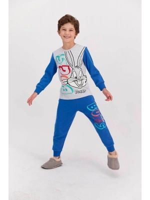 Bugs Bunny Lisanslı Karmelanj Erkek Çocuk Ribanalı Pijama Takımı