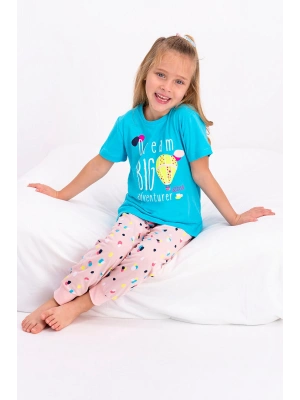 Rolypoly Dream Big Turkuaz Kız Çocuk Kısa Kol Pijama Takımı