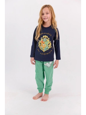 Lisanslı Lacivert Kız Çocuk Ribanalı Pijama Takımı