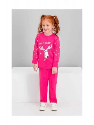 Let it Snow Fuşya Kız Çocuk Pijama Takımı