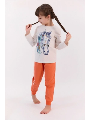 Kremmelanj Kız Çocuk Uzun Kol Ribanalı Pijama Takımı