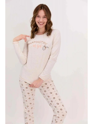 Kadın Uzun Kol Namastay Yazılı Pijama Takımı (anne Kız Takım Yapılabilir Fiyatlar Farklıdır)