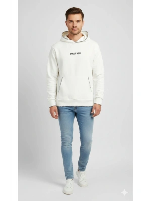 Erkek Beyaz Uzun Kollu Sweatshirt