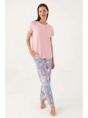 8801 Kısa Kollu Patlı Battal Kadın Pijama Takımı