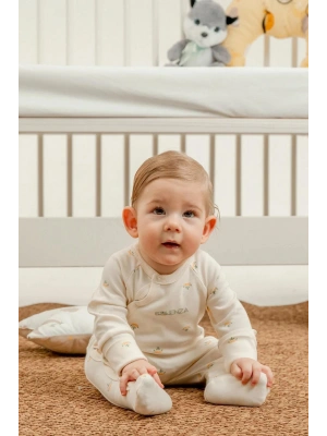 Organik Lotus Desenli Unisex Bebek Tulum