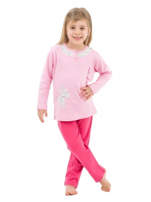 Pembe Fuşya Uzun Kol Kız Çocuk Pijama 2766-V2