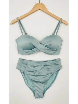 Bonie Dolgulu Straplez Yüksek Bel Bikini Takım