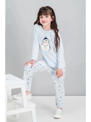 Winter Snowman Mavimelanj Kız Çocuk Pijama Takımı
