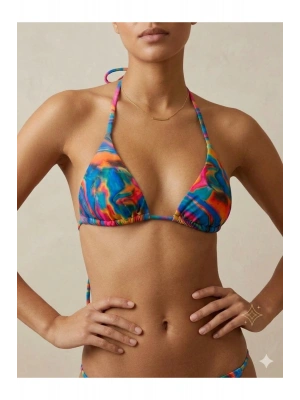Üçgen Desenli Bikini Tek Üst