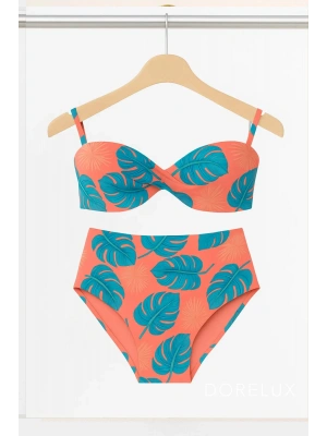 Kadın Leaf Dolgulu Straplez Yüksek Bel Bikini Takım