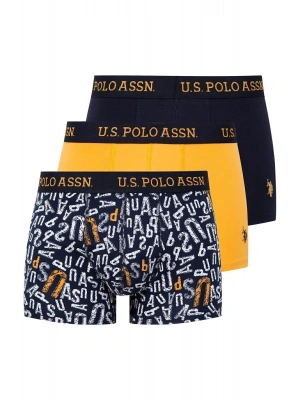 U.S. POLO ASSN. - Erkek Sarı - Baskılı- Lacivert 3 lü Boxer Z.8.0.ET.4.A.G9.R.7.P
