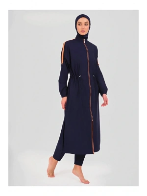 Biyeli Oversize Uzun Tesettür Mayo Lacivert DLX-24507