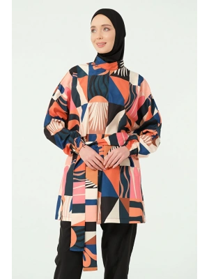 Desenli Oversize Tesettür Mayo DLX-25240