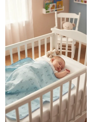 Happy Zebra Land Fluffy Bebek Battaniye 64529 Mavi