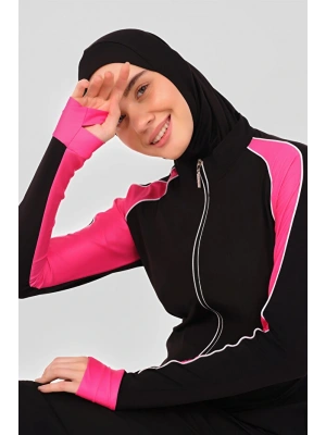 Spor Parmak Geçirmeli Uzun Tesettür Mayo DLX-24505