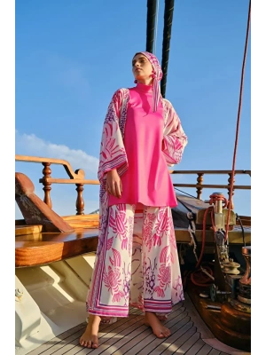 Yakamoz Desenli Tesettür Mayo DLX-24607