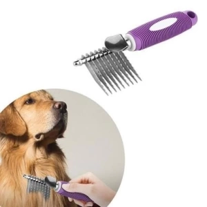 ANTIKBEDESTEN® Düğüm Açıcı Pet Fırçası Emniyetli Uzun ve Çelik Dişli Kedi Köpek Tüy Kıtık Açma Tarağı