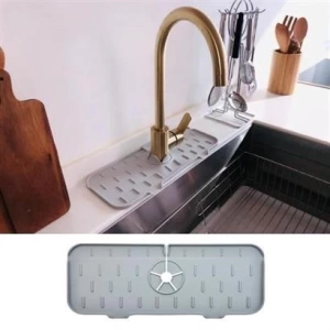 ANTIKBEDESTEN® Lavabo İçin Silikon Esnek Mat Musluk Sapı Damlama Tutucu Raf Mutfak Tezgahı Sıçrama Koruma