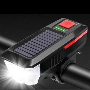 ANTIKBEDESTEN® Solar Enerjili USB ile Şarj Edilebilir Ledli Bisiklet Feneri Kornalı ve Su Geçirmez Far
