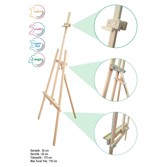 Magic Art Ayaklı Kayın Şövale 175 cm