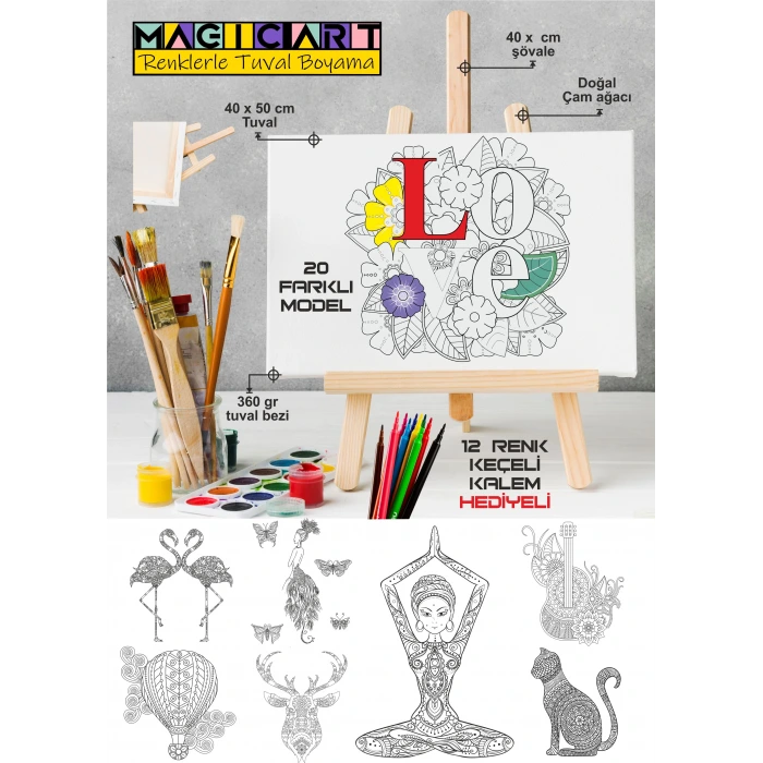 Magic Art Mandala Tuval Boyama Seti 40x50 cm