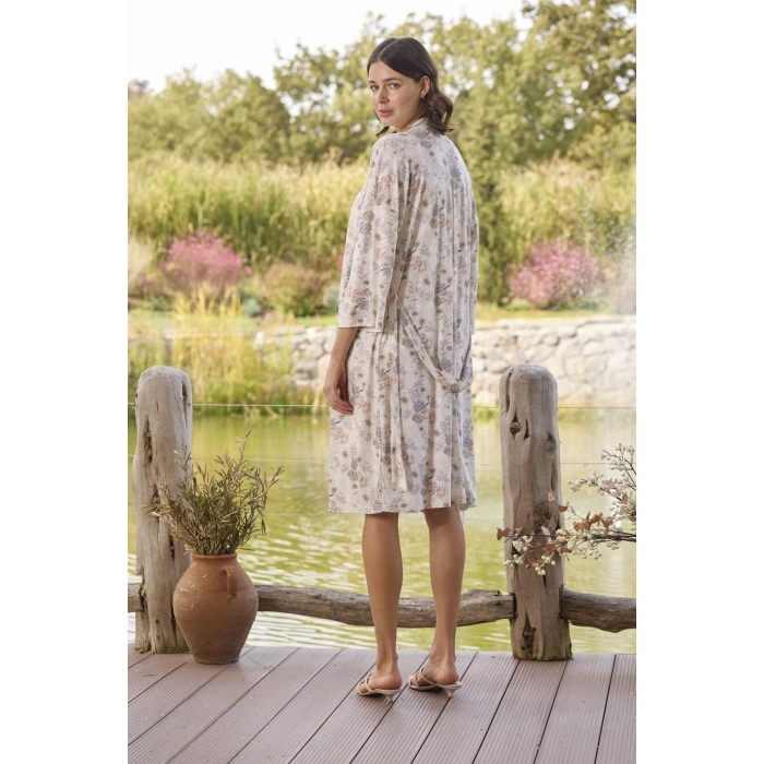 Arias Closet Çiçek Desenli ve Dantelli Sabahlık Takımı